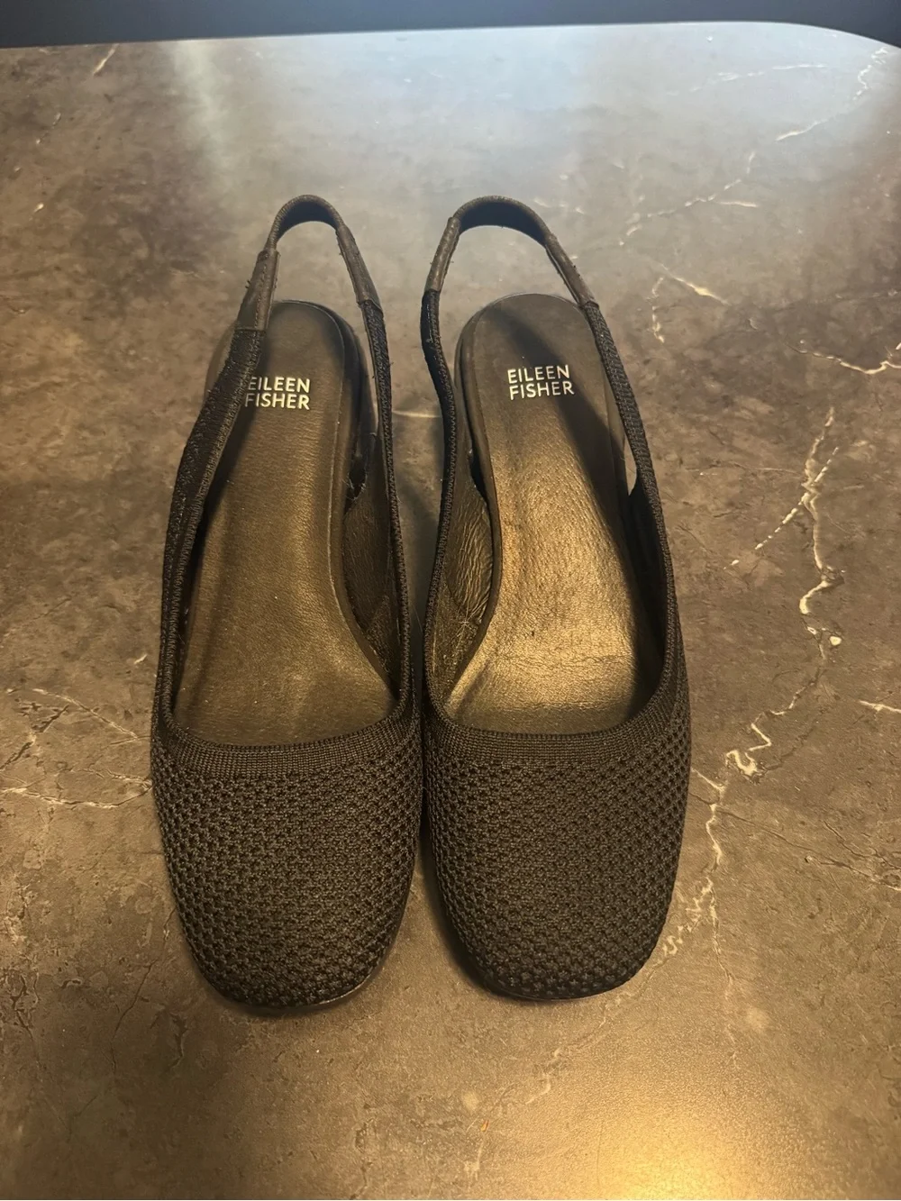 Black Slingback Block Heel Pumps - Women's Comfort Dress Shoes